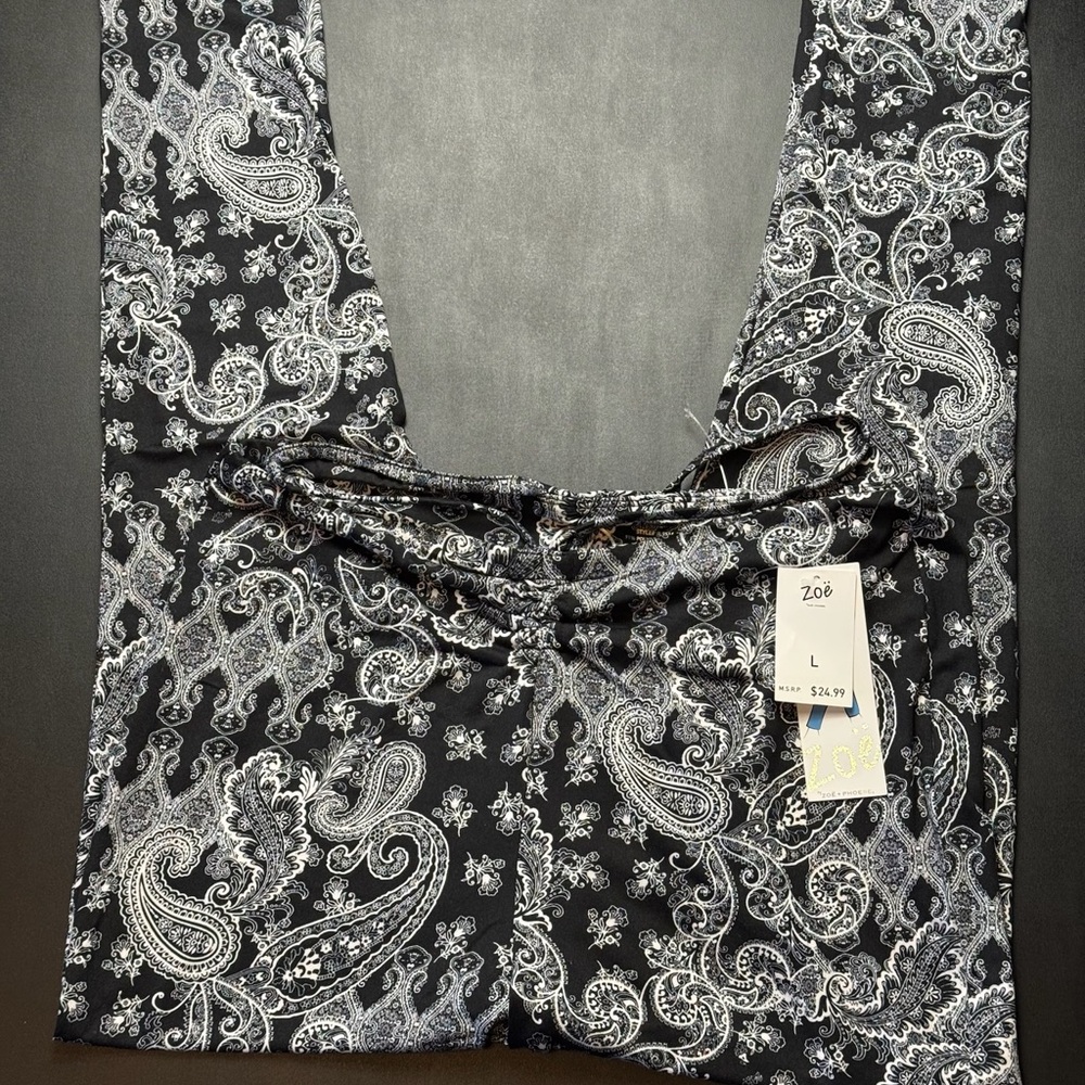Zoë + Phoebe Black and White Paisley Women's Legging Workout BNWT